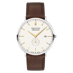 Movado Heritage Series Silhouette White Dial Brown Leather Strap Watch 40mm - 3650187