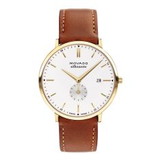 Movado Heritage Series Silhouette White Dial Leather Strap Watch 40mm - 3650154