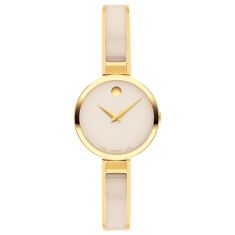 Movado Moda Taupe Dial Taupe Ceramic and Gold-Tone Stainless Steel Watch Bangle Bracelet 24mm - 0607867