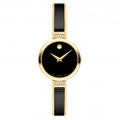 Movado Moda Yellow Gold PVD and Black Ceramic Bangle Bracelet Watch | 24mm | 0607716