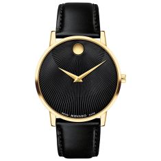Movado Museum Classic Black Dial Leather Strap Watch | 40mm | 0607799
