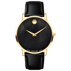 Movado Museum Classic Bordeaux Dial Brown Leather Strap Watch 40mm 0607801 REEDS Jewelers