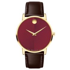 Movado Museum Classic Bordeaux Dial Brown Leather Strap Watch  | 40mm | 0607801