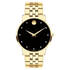 Movado Museum Classic Diamond Dial and Yellow Gold PVD Finish Bracelet Watch | 40mm | 0607625