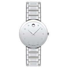 Movado Sapphire Diamond Dial Stainless Steel Watch 28mm - 0607548