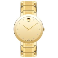 Movado Sapphire Diamond Dial Yellow Gold-Tone Stainless Steel Watch 39mm - 0607588