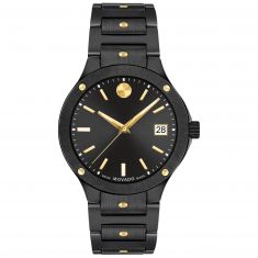 Movado SE Black Ceramic and Yellow Gold PVD Bracelet Watch 33mm