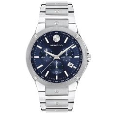 Movado SE Chronograph Blue Dial Stainless Steel Bracelet Watch 42mm - 0607931