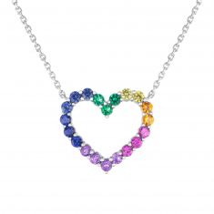 Multi-Gemstone Rainbow Heart Necklace