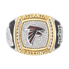 NFL TrueFans Atlanta Falcons 1/2ctw Diamond Two-Tone Yellow Gold and Sterling Silver Ring