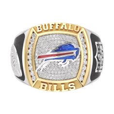 NFL TrueFans Buffalo Bills 1/2ctw Diamond Two-Tone Yellow Gold and Sterling Silver Ring