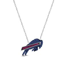NFL TrueFans Buffalo Bills Blue Cubic Zirconia and Lab Created Ruby Sterling Silver Pendant Necklace