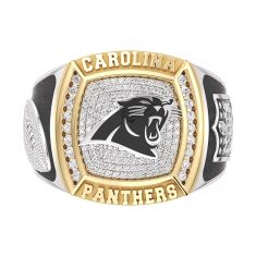 NFL TrueFans Carolina Panthers 1/2ctw Diamond Two-Tone Yellow Gold and Sterling Silver Ring
