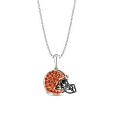 NFL TrueFans Cleveland Browns Orange Cubic Zirconia Rose Gold-Plated and Sterling Silver Pendant Necklace