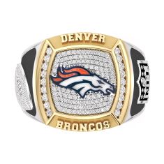 NFL TrueFans Denver Broncos 1/2ctw Diamond Two-Tone Yellow Gold and Sterling Silver Ring