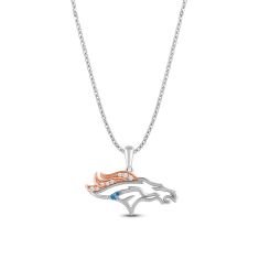 NFL TrueFans Denver Broncos Cubic Zirconia Sterling Silver and Rose Gold-Plated Pendant Necklace