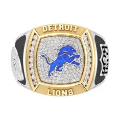 NFL TrueFans Detroit Lions 1/2ctw Diamond Two-Tone Yellow Gold and Sterling Silver Ring