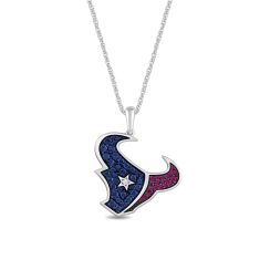 NFL TrueFans Houston Texans Blue Cubic Zirconia and Created Ruby Sterling Silver Pendant Necklace