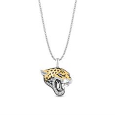 NFL TrueFans Jacksonville Jaguars Cubic Zirconia Sterling Silver and Gold-Plated Pendant Necklace