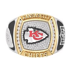 NFL TrueFans Kansas City Chiefs 1/2ctw Diamond Two-Tone Yellow Gold and Sterling Silver Ring