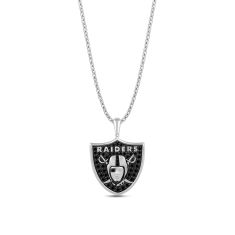 NFL TrueFans Las Vegas Raiders Black Cubic Zirconia Sterling Silver Pendant Necklace