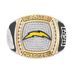 NFL TrueFans Los Angeles Chargers 1/2ctw Diamond Two-Tone Yellow Gold and Sterling Silver Ring