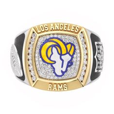 NFL TrueFans Los Angeles Rams 1/2ctw Diamond Two-Tone Yellow Gold and Sterling Silver Ring