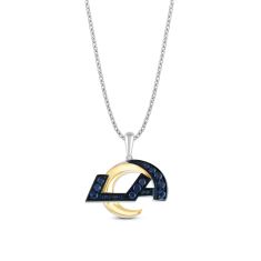 NFL TrueFans Los Angeles Rams Blue Cubic Zirconia Sterling Silver and Gold-Plated Pendant Necklace