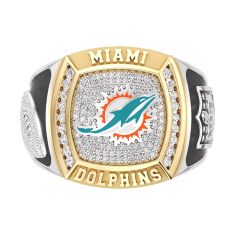 NFL TrueFans Miami Dolphins 1/2ctw Diamond Two-Tone Yellow Gold and Sterling Silver Ring