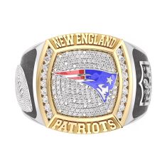 NFL TrueFans New England Patriots 1/2ctw Diamond Two-Tone Yellow Gold and Sterling Silver Ring
