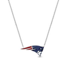 NFL TrueFans New England Patriots Blue Cubic Zirconia Sterling Silver Pendant Necklace
