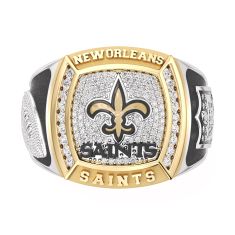 NFL TrueFans New Orleans Saints 1/2ctw Diamond Two-Tone Yellow Gold and Sterling Silver Ring