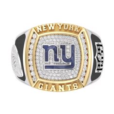 NFL TrueFans New York Giants 1/2ctw Diamond Two-Tone Yellow Gold and Sterling Silver Ring