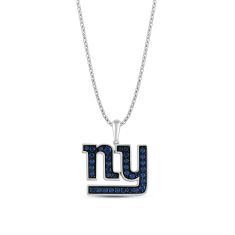 NFL TrueFans New York Giants Blue Cubic Zirconia Sterling Silver Pendant Necklace