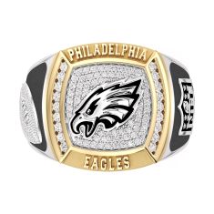 NFL TrueFans Philadelphia Eagles 1/2ctw Diamond Two-Tone Yellow Gold and Sterling Silver Ring