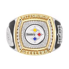 NFL TrueFans Pittsburgh Steelers 1/2ctw Diamond Two-Tone Yellow Gold and Sterling Silver Ring