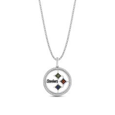 NFL TrueFans Pittsburgh Steelers Cubic Zirconia Sterling Silver Pendant Necklace
