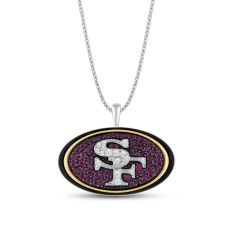 NFL TrueFans San Francisco 49ers Cubic Zirconia Yellow Gold-Plated and Sterling Silver Pendant Necklace