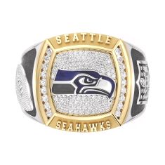 NFL TrueFans Seattle Seahawks 1/2ctw Diamond Two-Tone Yellow Gold and Sterling Silver Ring
