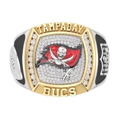 NFL TrueFans Tampa Bay Buccaneers 1/2ctw Diamond Two-Tone Yellow Gold and Sterling Silver Ring