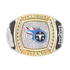 NFL TrueFans Tennessee Titans 1/2ctw Diamond Two-Tone Yellow Gold and Sterling Silver Ring