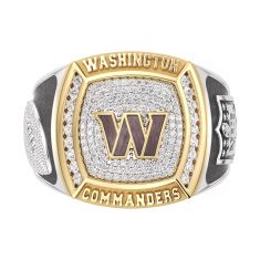 NFL TrueFans Washington Commander 1/2ctw Diamond Two-Tone Yellow Gold and Sterling Silver Ring