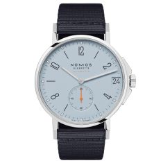 image of NOMOS Ahoi Neomatik Date Sky Blue Dial Textile Black Strap Watch 38.5mm - 526 with sku:20468849