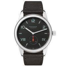 NOMOS Club Campus 38 Night Black Dial Gray Velour Leather Strap Watch 38.5mm - 736