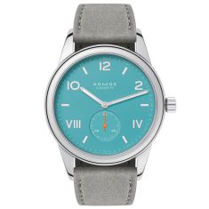 NOMOS Club Campus Endless Blue Dial Grey Leather Strap Watch 38.5mm - 724