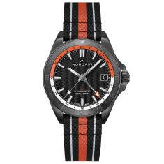 NORQAIN Adventure NEVEREST GMT Black Dial Orange and White Ring NATO Rubber Strap Automatic Watch 41mm - NNB1100BBCG/BO116/15BON.20B
