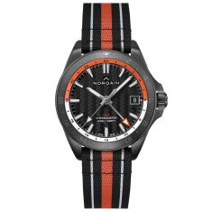 NORQAIN Adventure NEVEREST GMT Black Dial Orange and White Ring NATO Rubber Strap Automatic Watch | 41mm | NNB1100BBCG/BO116/15BON.20B