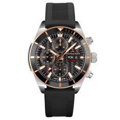 NORQAIN Adventure Sport Chrono Day/Date Steel & Gold Black Rubber Strap Watch 41mm - N1500GA1IC/B153/15BR.18S