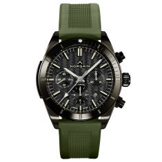 NORQAIN Adventure Sport Chrono DLC Black Dial Kaki Rubber Strap Automatic Watch 44mm - NB1200B21C/B123/10KR.20B