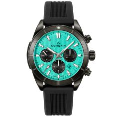 NORQAIN Adventure Sport Chrono Limited Edition DLC Cerulean Blue Dial Black Rubber Strap Watch 44mm - NB1200B21LC/Q126